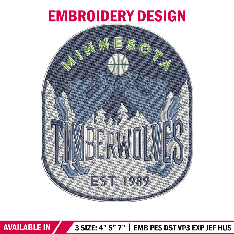 Timberwolves design embroidery design, NBA embroidery, Sport embroidery, Embroidery design, Logo sport embroidery.jpg