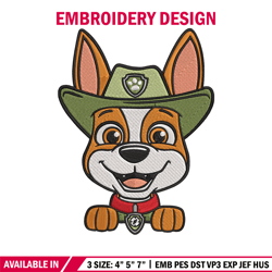 tracker dog embroidery design, paw patrol embroidery, embroidery file, anime embroidery, anime shirt, digital download.