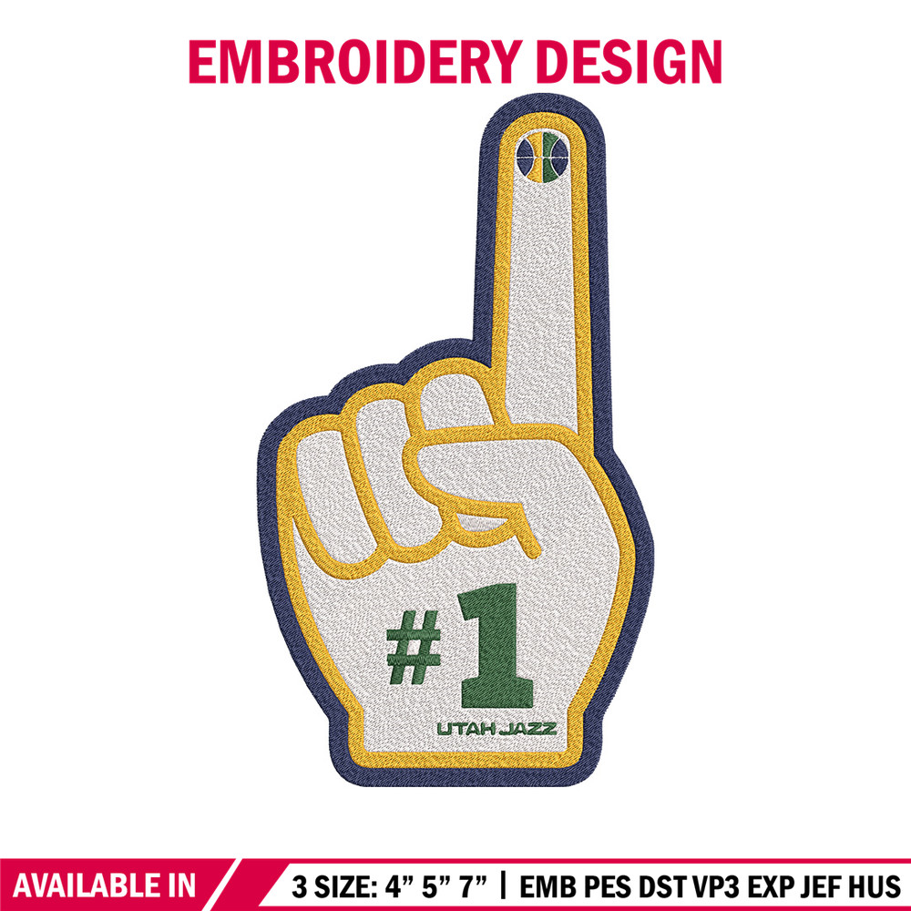 Utah Jazz no 1 embroidery design, NBA embroidery, Sport embroidery, Embroidery design, Logo sport embroidery.jpg