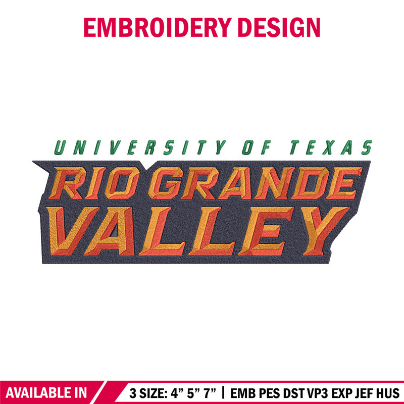 UTRGV Vaqueros Logo embroidery design, NCAA embroidery,Sport embroidery,logo sport embroidery,Embroidery design..jpg