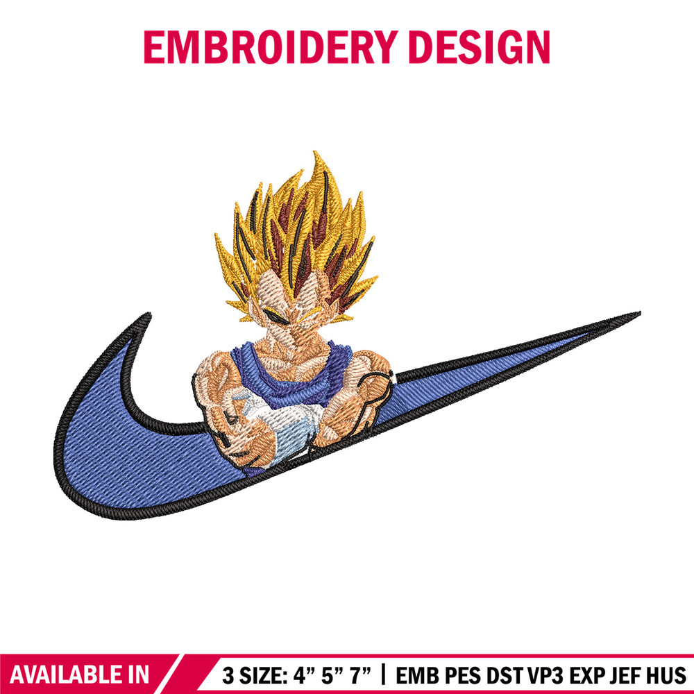 Vegeta ssj Embroidery Design, Dragonball Embroidery, Embroidery File, Nike Embroidery, Anime shirt, Digital download.jpg