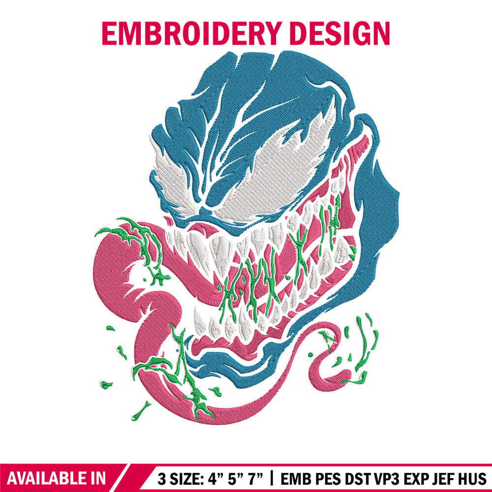 Venom face Embroidery Design, Venom Embroidery, Embroidery File, Anime Embroidery, Anime shirt, Digital download.jpg