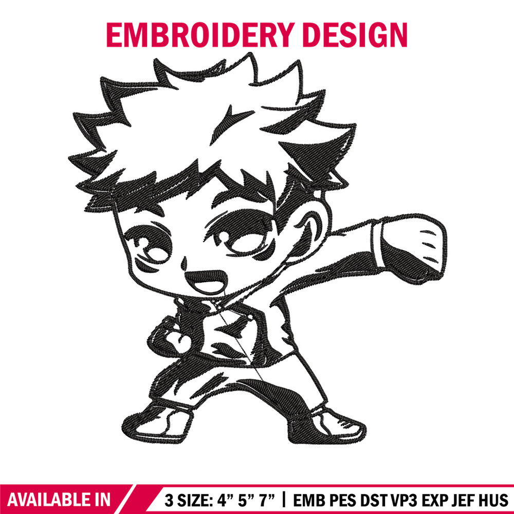 Yuji chibi Embroidery Design, Jujutsu Embroidery, Embroidery File,Anime Embroidery, Anime shirt, Digital download.jpg