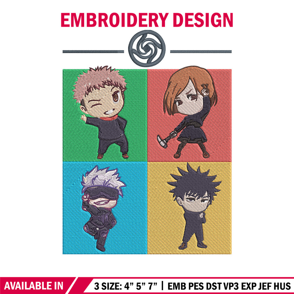 Yuji friends Embroidery Design, Jujutsu Embroidery, Embroidery File, Anime Embroidery, Anime shirt, Digital download..jpg