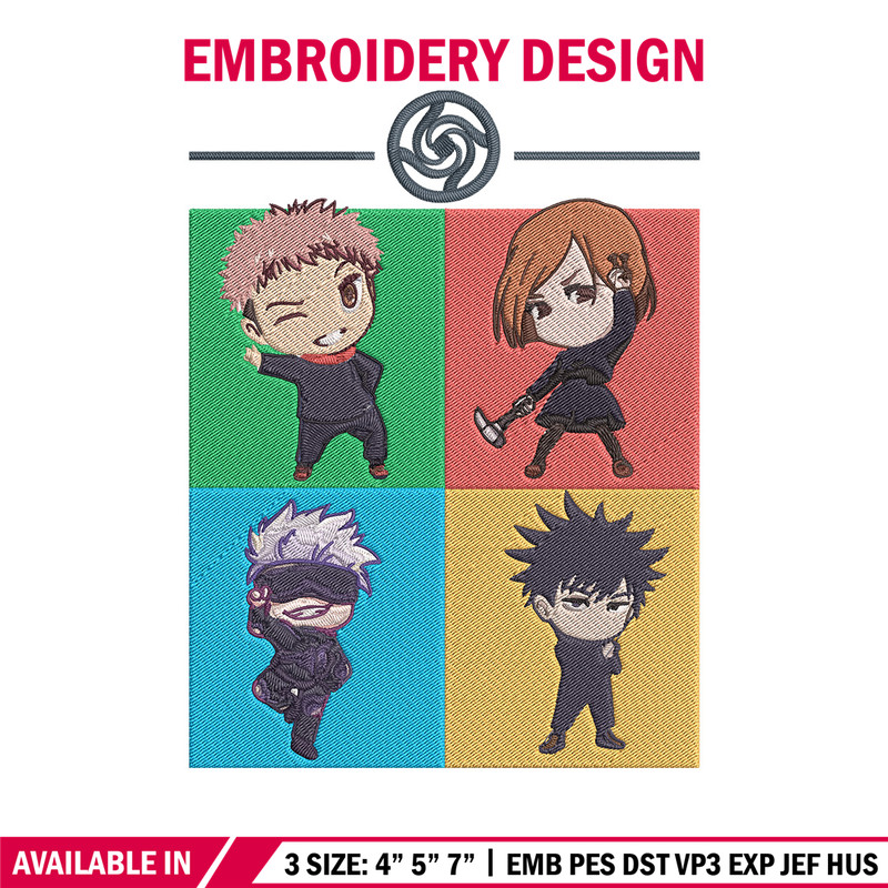 Yuji friends Embroidery Design, Jujutsu Embroidery, Embroidery File, Anime Embroidery, Anime shirt, Digital download..jpg
