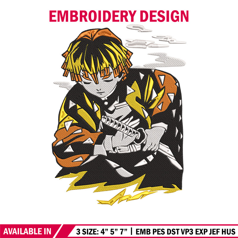 Zenitsu Embroidery Design, Demon slayer Embroidery, Embroidery File, Anime Embroidery, Anime shirt, Digital download.jpg