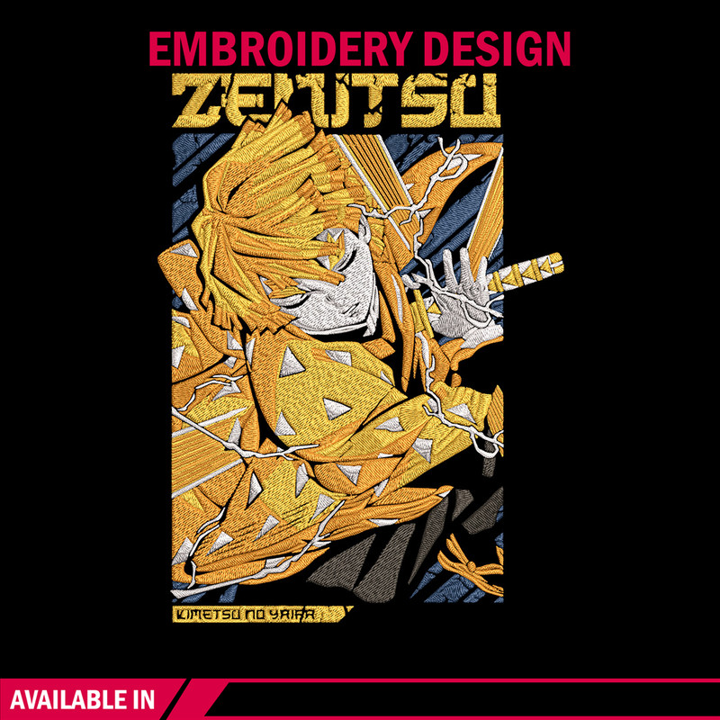 Zenitsu poster Embroidery Design, Demon slayer Embroidery, Embroidery File,Anime Embroidery,Anime shirt,Digital download.jpg