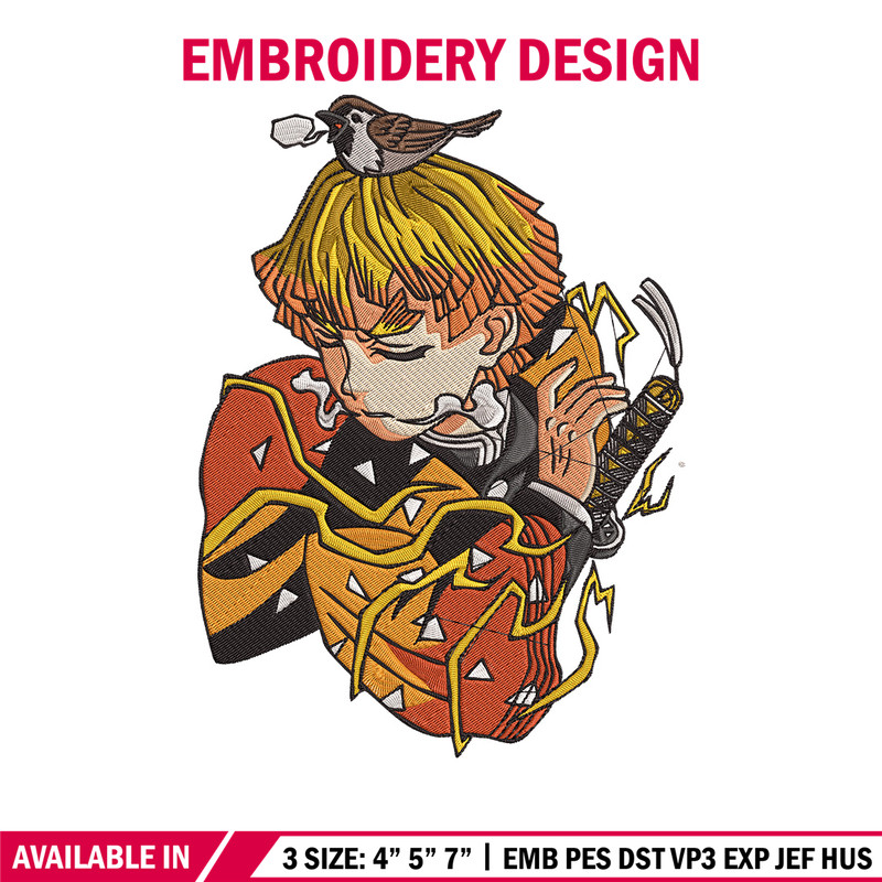 Zenitsu poster Embroidery Design, Demon slayer Embroidery,Embroidery File,Anime Embroidery,Anime shirt,Digital download..jpg