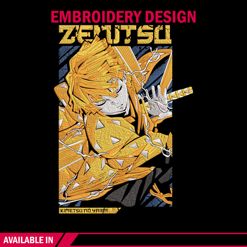 Zenitsu poster Embroidery Design, Demon slayer Embroidery,Embroidery File,Anime Embroidery,Anime shirt,Digital download.jpg