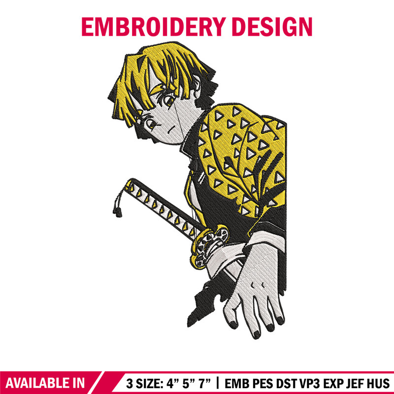 Zenitsu poster Embroidery Design,Demon slayer Embroidery, Embroidery File,Anime Embroidery,Anime shirt,Digital download.jpg
