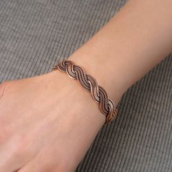 Unique wire wrapped pure copper bracelet
