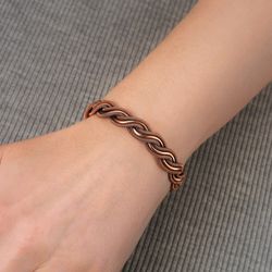 Copper wire wrapped bracelet for woman or man Wire weave bangle 7th Anniversary gift