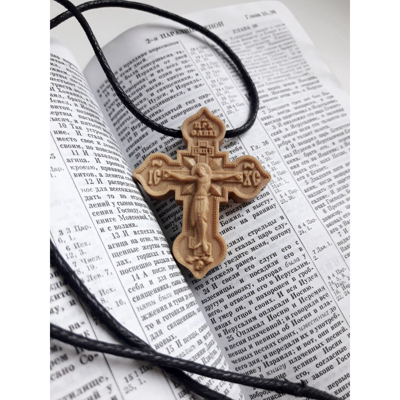 Orthodox Pendant Cross Made Of White Hornbeam 0