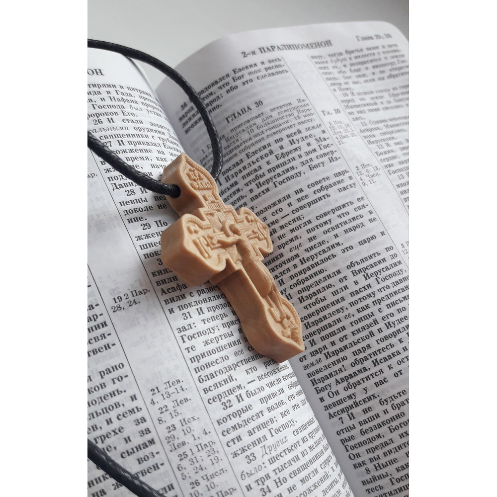 Orthodox Pendant Cross Made Of White Hornbeam 2