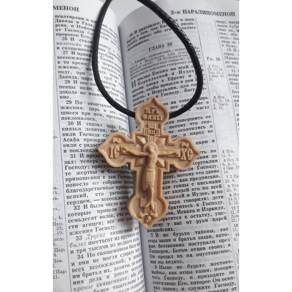 Orthodox Pendant Cross Made Of White Hornbeam 4