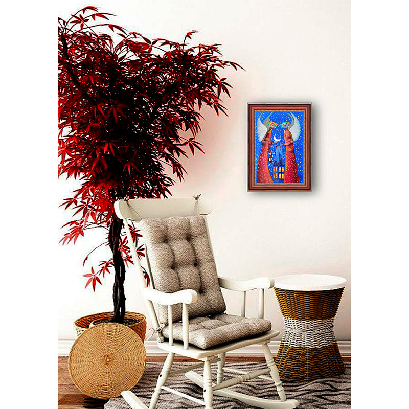 Guardian Angel Art Original Painting Holiday Artwork Small Wall Art Angel Painting 12 By 8 By TimPa 3