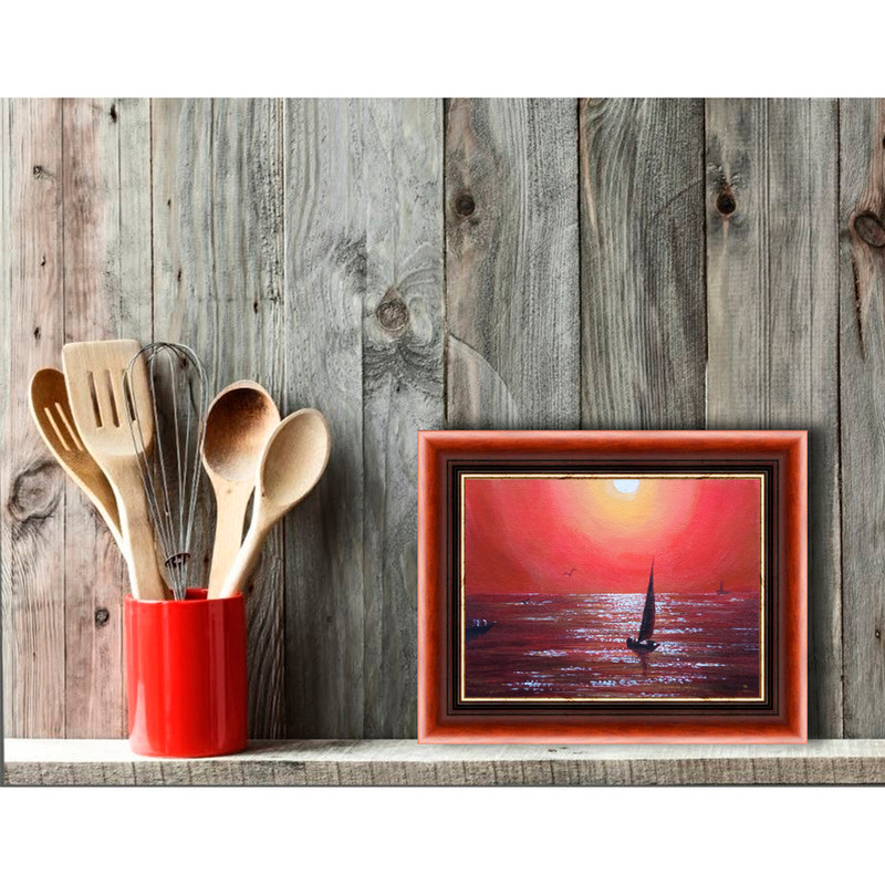 Michigan Painting Sailboat Small Wall Art Sunset Artwork Seascape Art Oil Painting 6 By 8 By TimPai 4