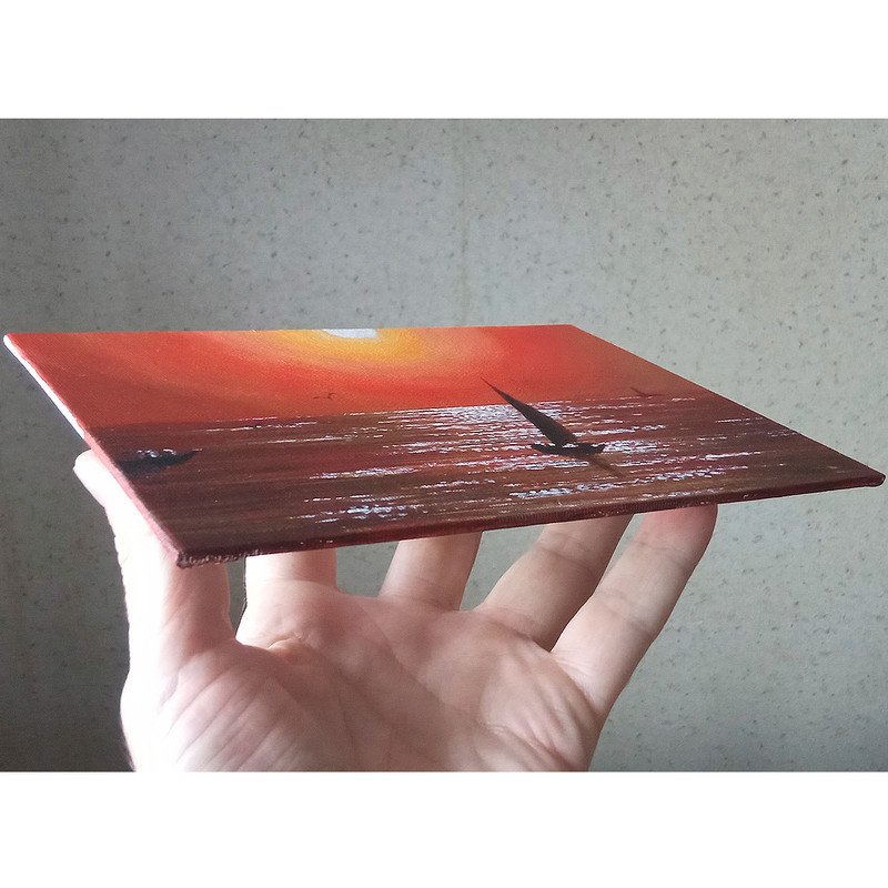 Michigan Painting Sailboat Small Wall Art Sunset Artwork Seascape Art Oil Painting 6 By 8 By TimPai 1