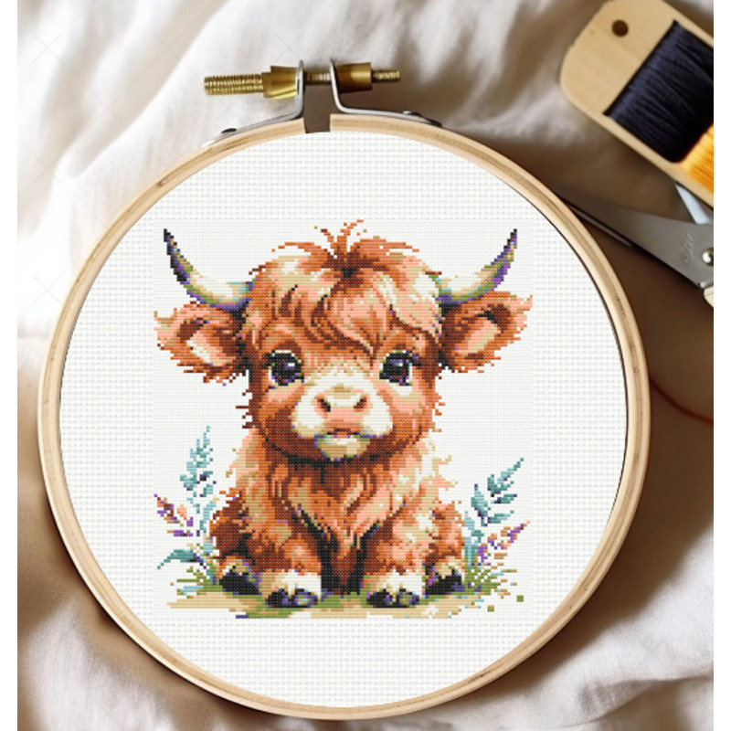 Highland Cow Cross Stitch Pattern Baby Highland Cow Cross Stitch Pattern Embroidery  Instant Download 0