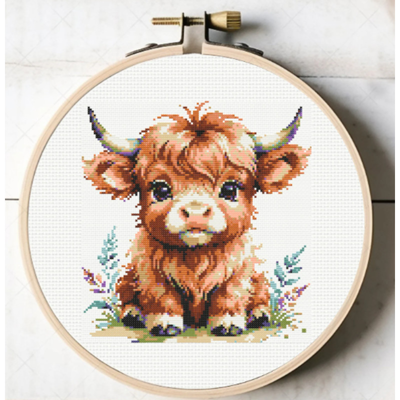 Highland Cow Cross Stitch Pattern Baby Highland Cow Cross Stitch Pattern Embroidery  Instant Download 1