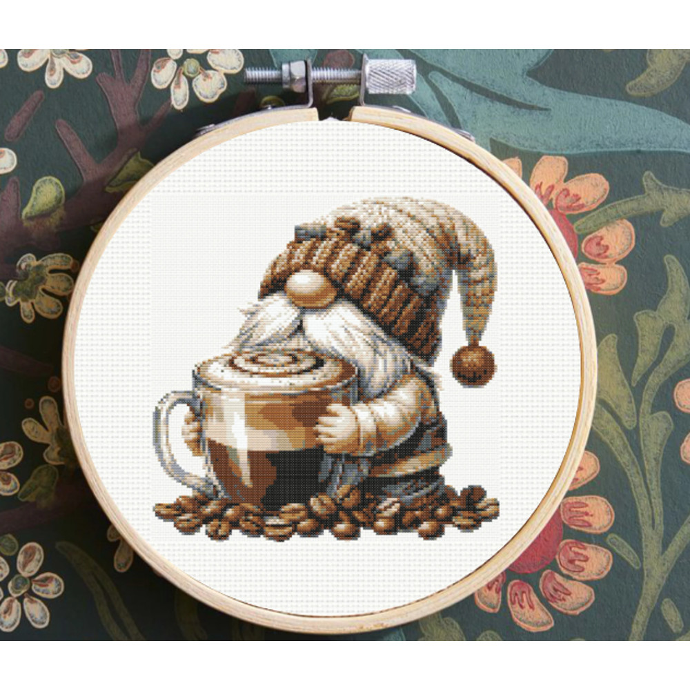 Coffee Lover Gnome Cross Stitch Pattern Instant Download 2