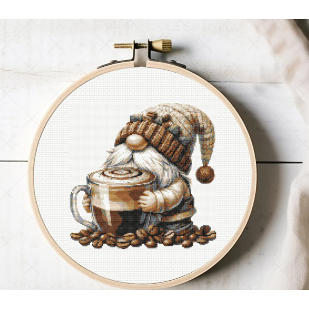 Coffee Lover Gnome Cross Stitch Pattern Instant Download 3