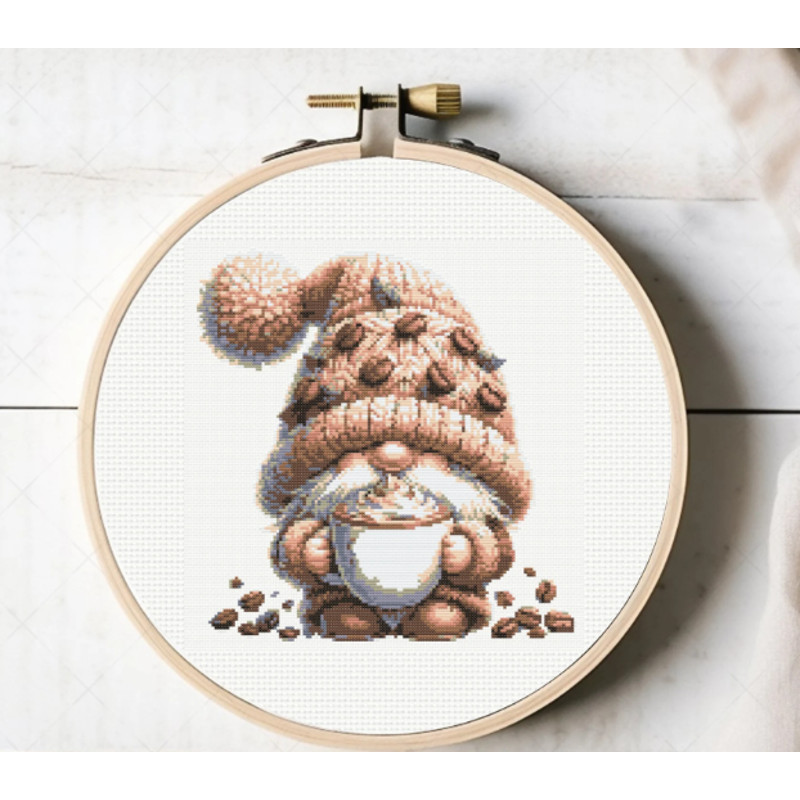 Coffee Lover Gnome Cross Stitch Pattern Instant Download Ctue Gnome 2