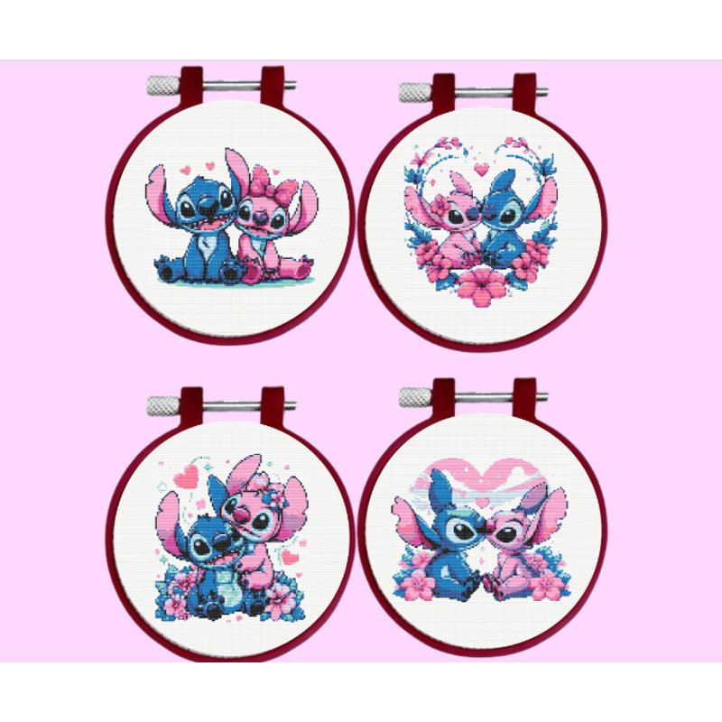Stitch Cross Stitch Pattern 4 Stitch And Angel Bundle Set Instant Download 0