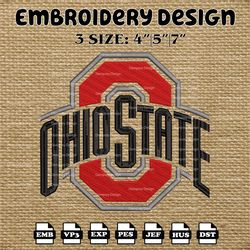 NCAA Ohio State Buckeyes Logo Embroidery Designs, Embroidery Files, NCAA Ohio State Buckeyes, Machine Embroidery Designs