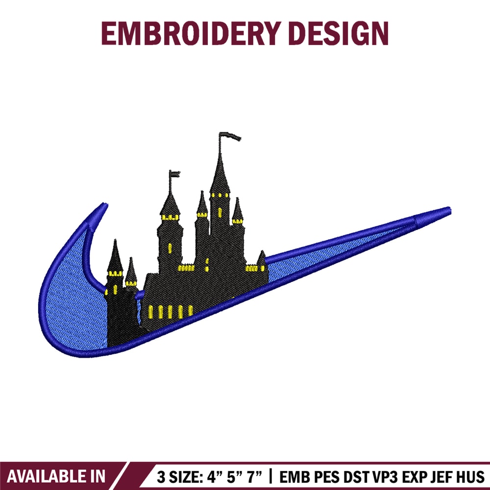 Castle Nike embroidery design, Castle embroidery, nike design, embroidery file, logo shirt, Digital download.jpg
