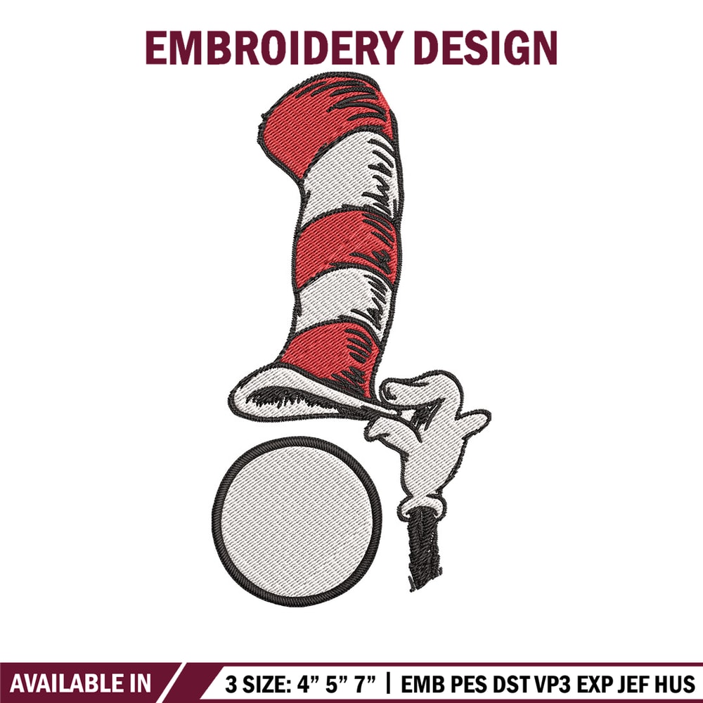 Cat In The Hat Embroidery Design, Cat In The Hat Embroidery, Embroidery File, logo shirt, Digital download.jpg
