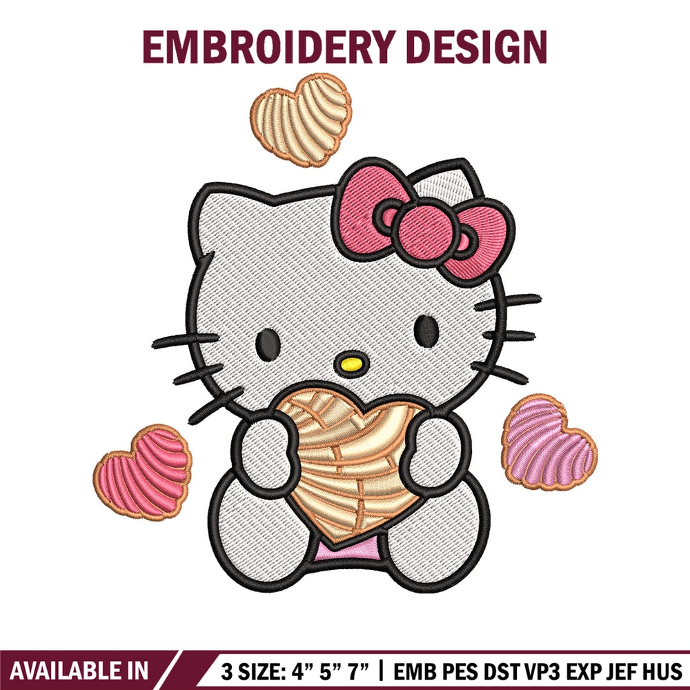 Concha Hello Kitty Embroidery Design, Hello Kitty cartoon Embroidery, Embroidery File, Cartoon shirt, Digital download..jpg