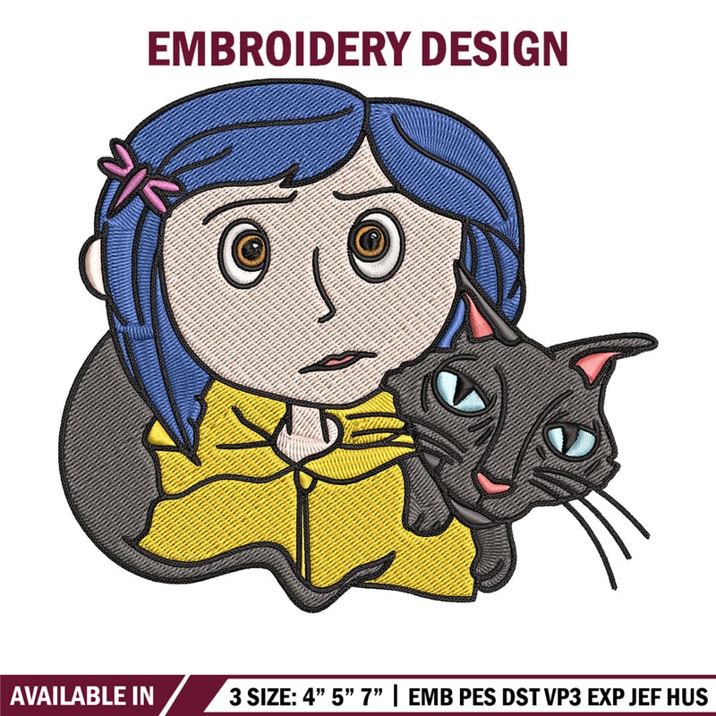 Coraline And Black Cat Embroidery Design, Coraline Embroidery, Embroidery File, Cartoon shirt, Digital download..jpg
