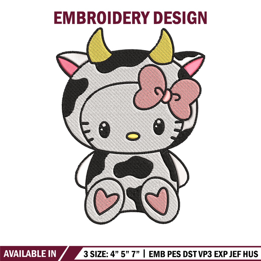 Cow Hello Kitty Embroidery Design, Hello Kitty Embroidery, Embroidery File, Cartoon shirt, Digital download..jpg