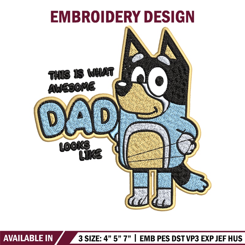 Dad bluey Embroidery, bluey Embroidery, Embroidery File, cartoon shirt, cartoon design, logo shirt, Digital download..jpg