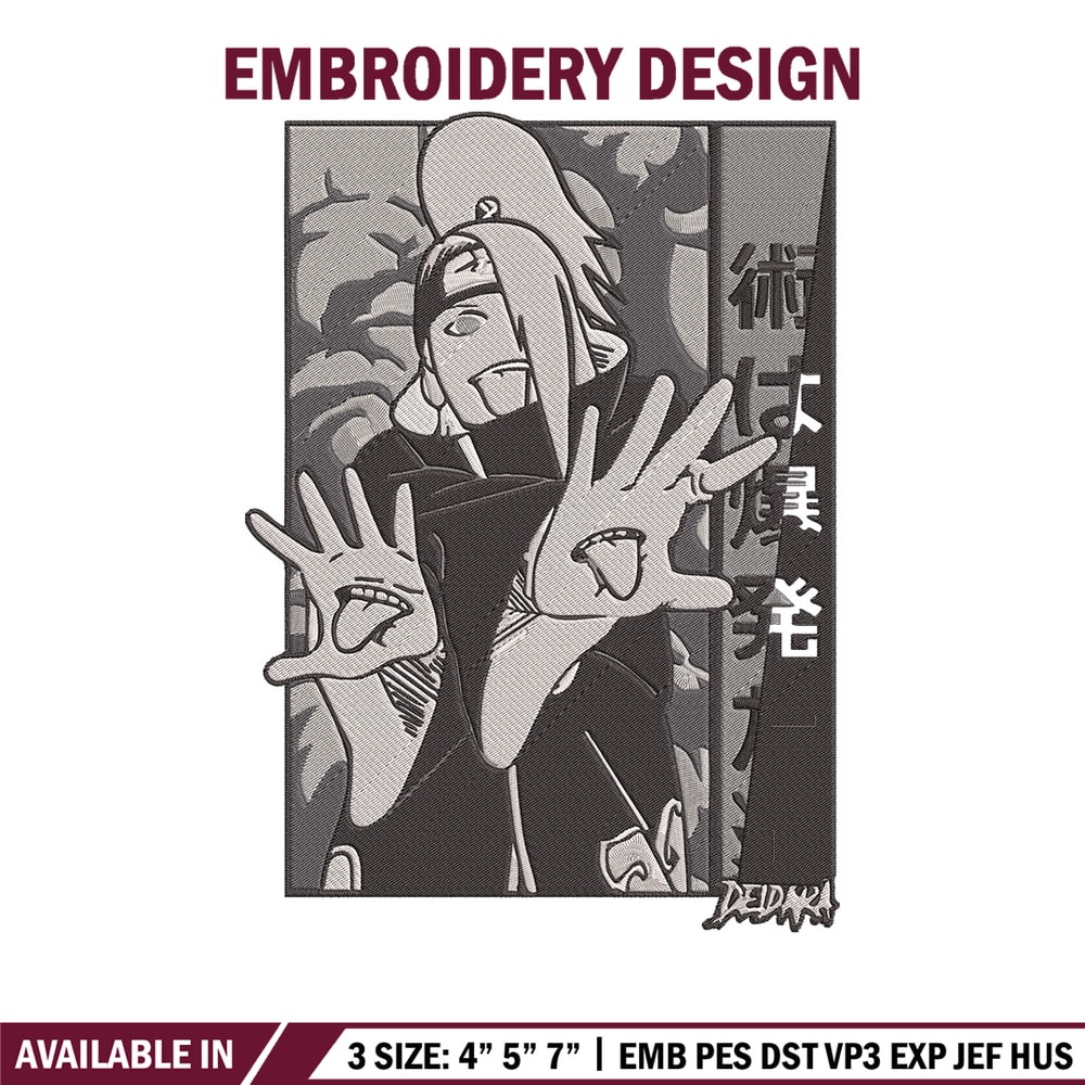 Deidara poster Embroidery Design, Naruto Embroidery, Embroidery File, Anime Embroidery, Anime shirt, Digital download.jpg