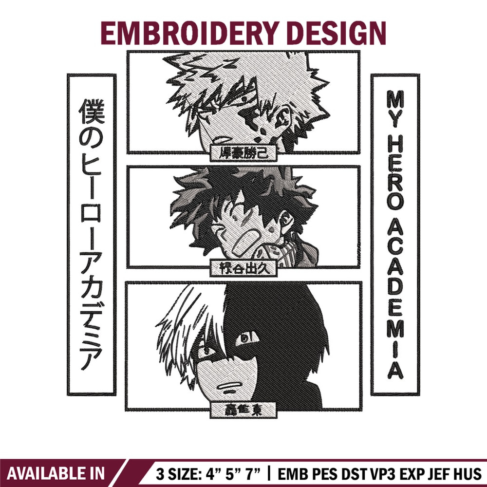 Deku friends Embroidery Design, Mha Embroidery, Embroidery File, Anime Embroidery, Anime shirt, Digital download..jpg