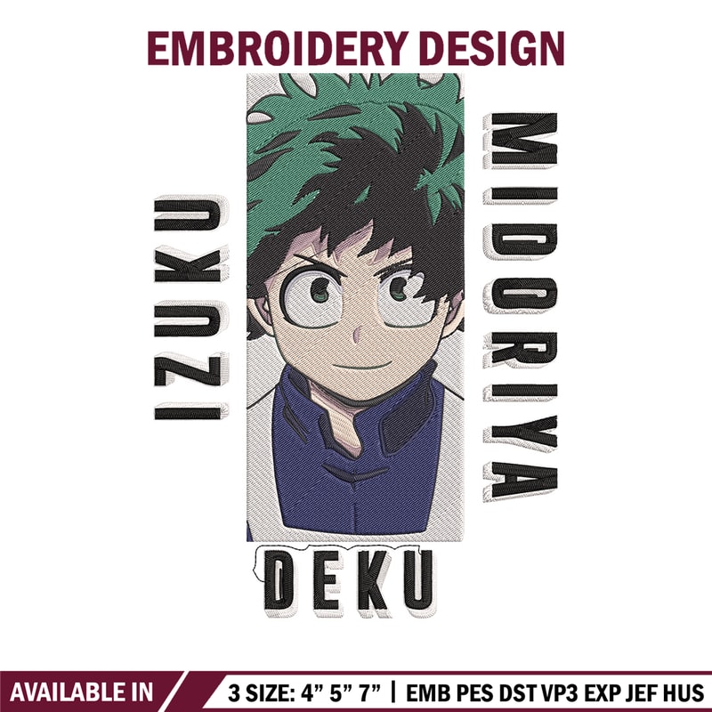 Deku poster Embroidery Design, Mha Embroidery, Embroidery File, Anime Embroidery, Anime shirt, Digital download.jpg