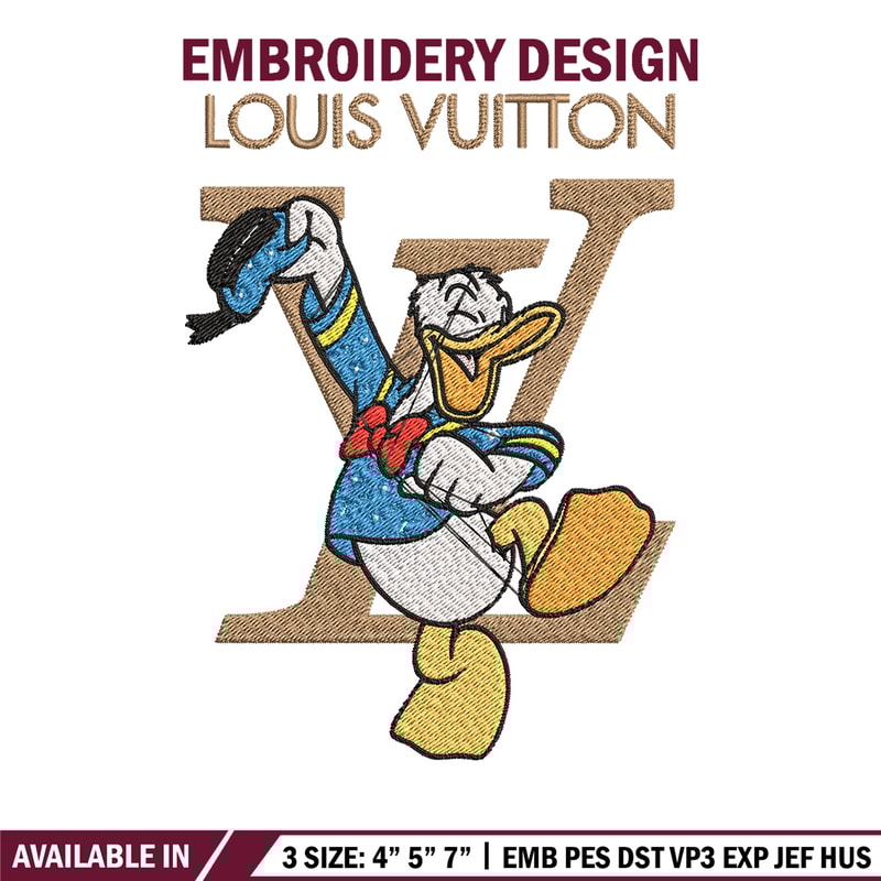 Duck cartoon lv Embroidery Design, LV Embroidery, Brand Embroidery, Embroidery File, Logo shirt, Digital download.jpg