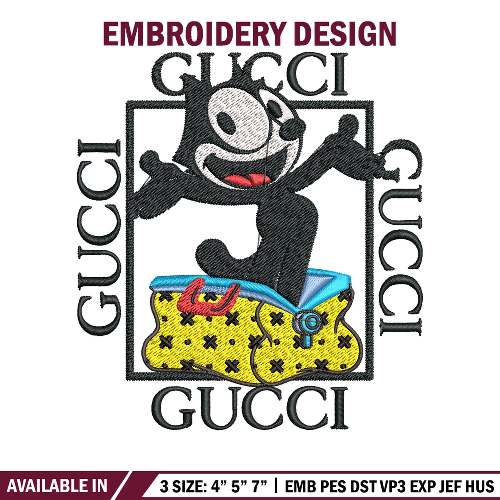 Felix The Cat Gucci Embroidery design, Felix The Cat Embroidery, cartoon design, Embroidery File, Digital download..jpg