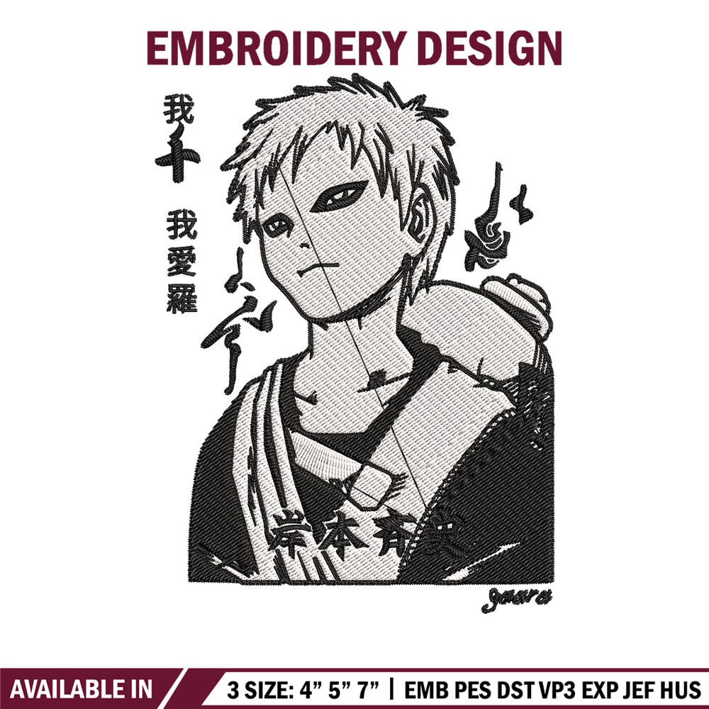 Gaara poster Embroidery Design, Naruto Embroidery, Embroidery File, Anime Embroidery,Anime shirt, Digital download.jpg
