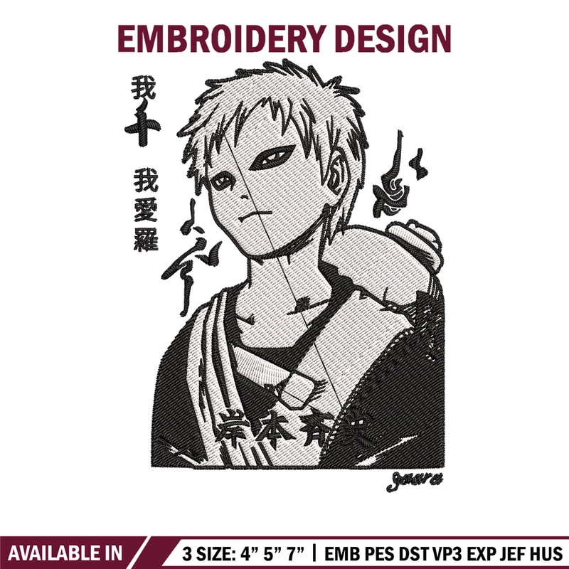 Gaara poster Embroidery Design, Naruto Embroidery, Embroidery File, Anime Embroidery,Anime shirt, Digital download.jpg