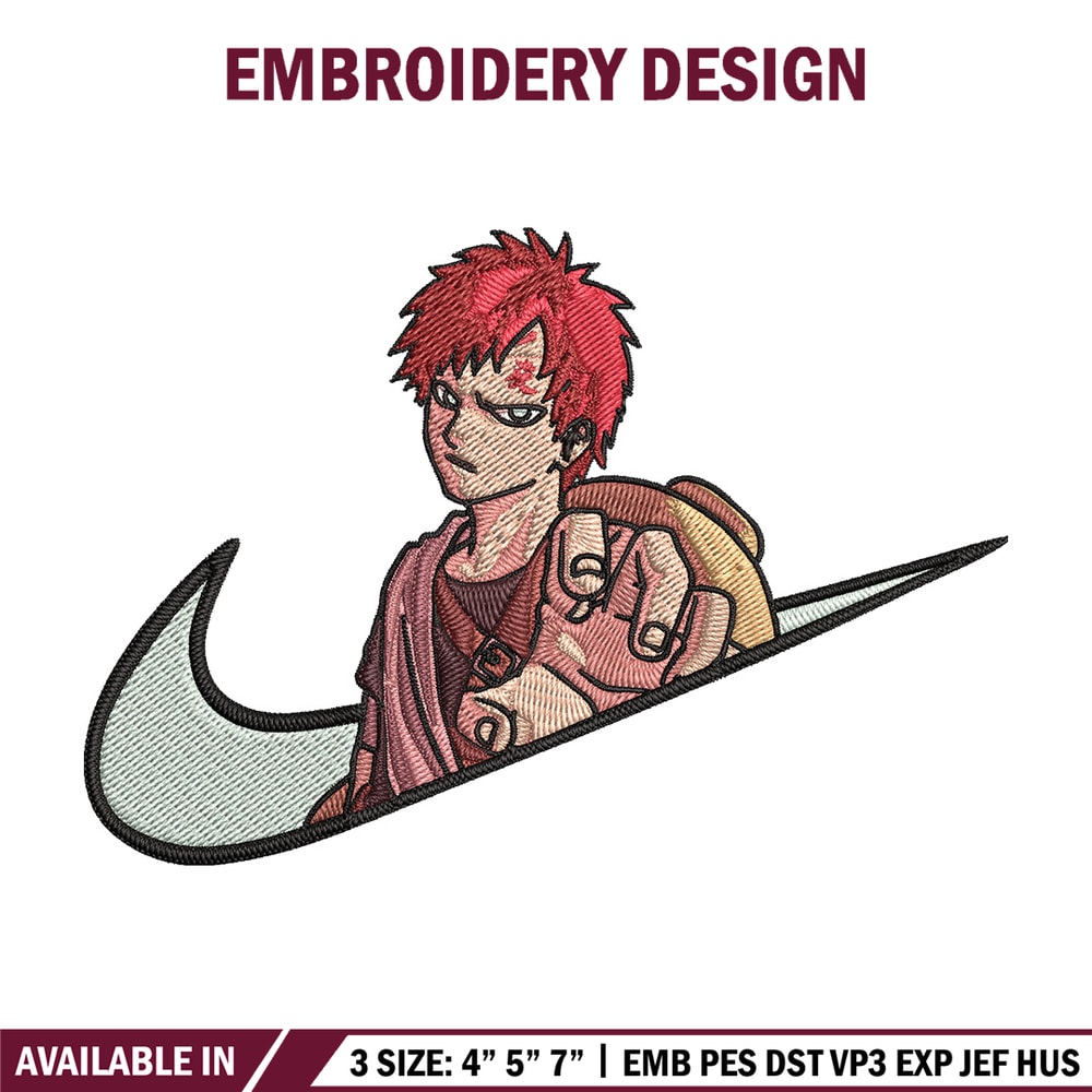 Gaara x nike Embroidery Design, Naruto Embroidery, Embroidery File, Nike Embroidery, Anime shirt, Digital download.jpg