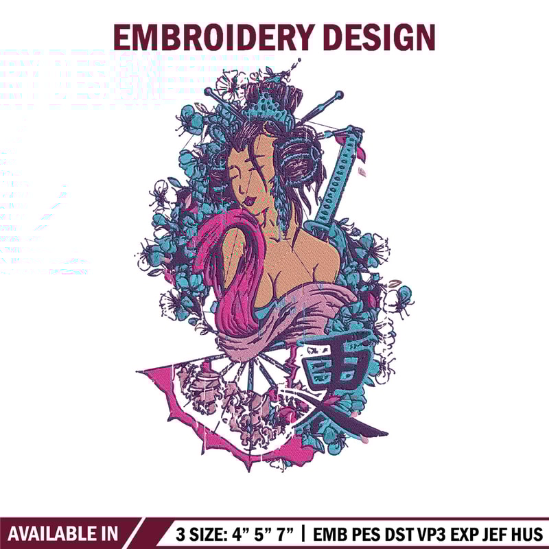 Geisha poster Embroidery Design, Geisha Embroidery, Embroidery File, Anime Embroidery, Anime shirt, Digital download.jpg