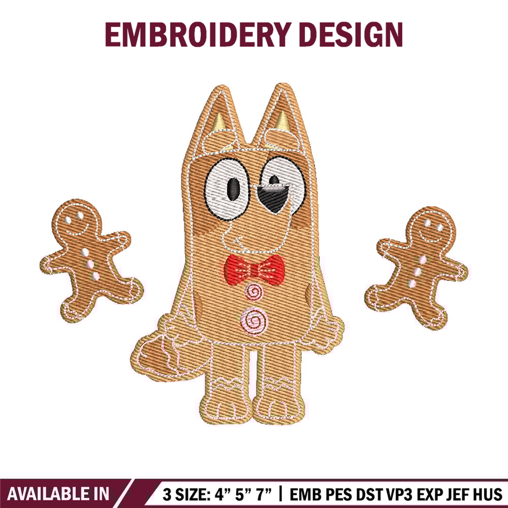 Gingerbread Bluey embroidery design, Bluey embroidery, Chrismas design,Embroidery file,Embroidery shirt,Digital download.jpg