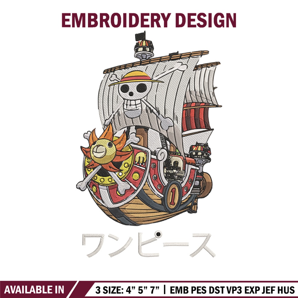 Going merry Embroidery Design, One piece Embroidery, Embroidery File, Anime Embroidery, Anime shirt, Digital download.jpg
