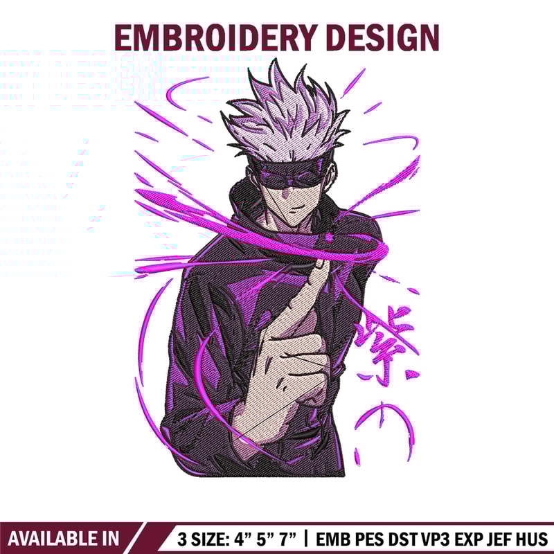 Gojo poster Embroidery Design, Jujutsu Embroidery, Embroidery File, Anime Embroidery, Anime shirt, Digital download..jpg