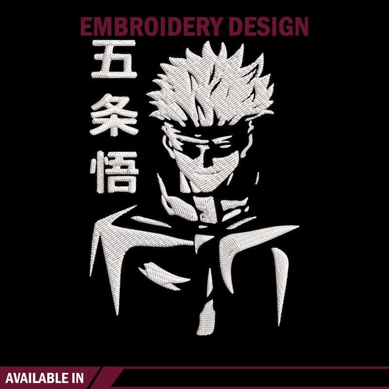 Gojo poster Embroidery Design, Jujutsu Embroidery,Embroidery File, Anime Embroidery, Anime shirt, Digital download..jpg