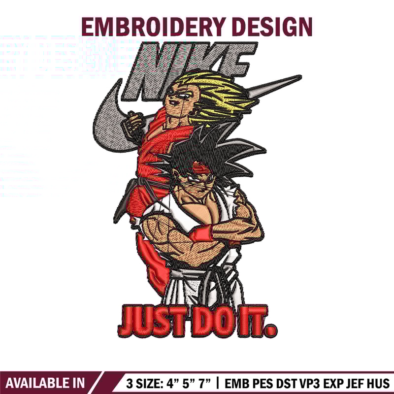 Goku and Vegeta Nike Embroidery design, Dragon ball Embroidery, Nike design, Embroidery file, Instant download..jpg