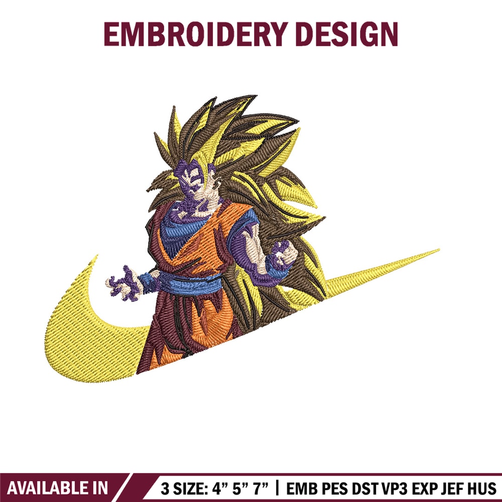 Goku ssj 3 Embroidery Design, Dragonball Embroidery, Embroidery File, Nike Embroidery, Anime shirt, Digital download.jpg